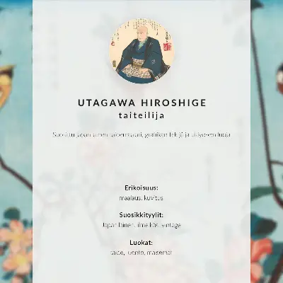 Decorative poster featuring Ukiyo-e illustration of Camellia and Nightingale by Utagawa Hiroshige (1797-1858)