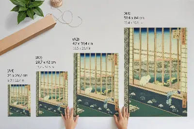 Asakusa Rice Fields and the Torinomachi Festival by Hiroshige premium wall art from the series One Hundred Famous Views of Edo