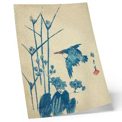 Kingfisher and monochory by Utagawa Hiroshige decorative poster