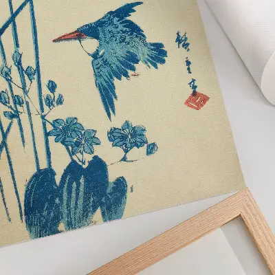 Kingfisher and monochory by Utagawa Hiroshige decorative poster