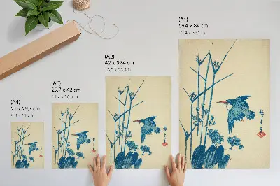 Kingfisher and monochory by Utagawa Hiroshige decorative poster