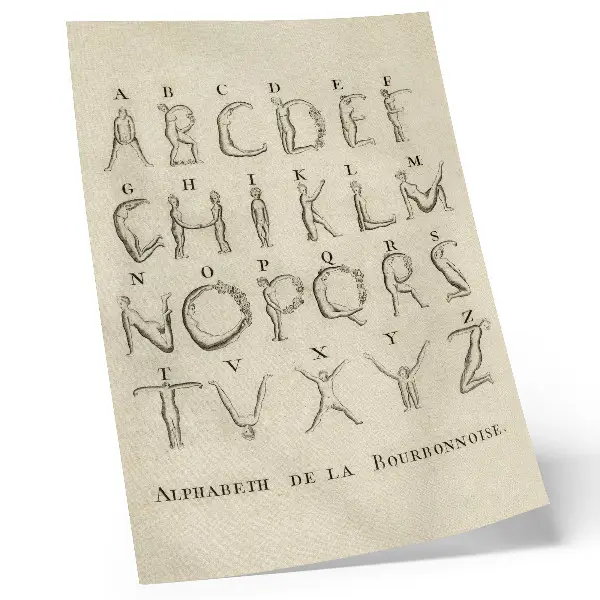 The Naked Alphabet; Alphabet de la Bourbonnoise (1790) decorative poster
