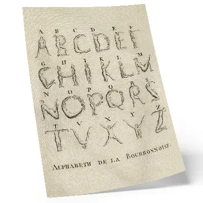 The Naked Alphabet; Alphabet de la Bourbonnoise (1790) decorative poster