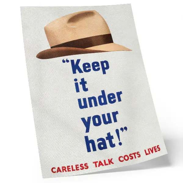 Art print Keep It Under Your Hat! 1940s vintage poster by St. Michael's Press Ltd