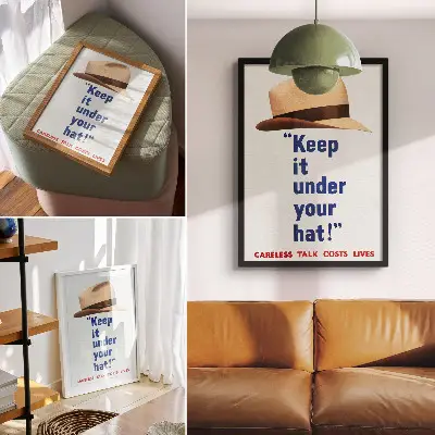 Art print Keep It Under Your Hat! 1940s vintage poster by St. Michael's Press Ltd