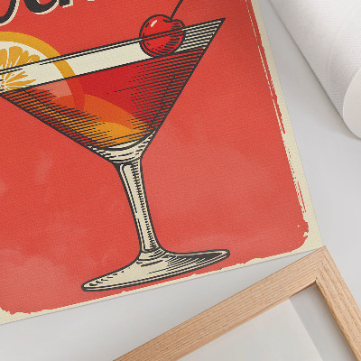 Art print Negroni cocktail with lemon and cherry