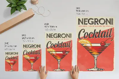 Negroni cocktail art print with lemon and cherry