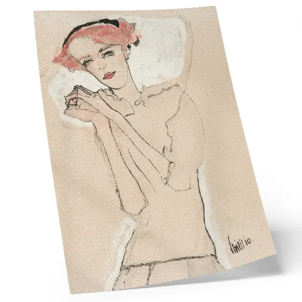 Portrait of a Woman 1910 by Egon Schiele Art Print a feminine line drawing from The MET collection