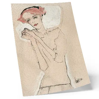 Portrait of a Woman 1910 by Egon Schiele Art Print a feminine line drawing from The MET collection