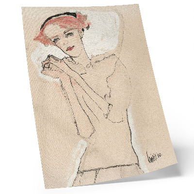 Art print Portrait of a Woman (1910) by Egon Schiele – a feminine line drawing from the collection of The MET