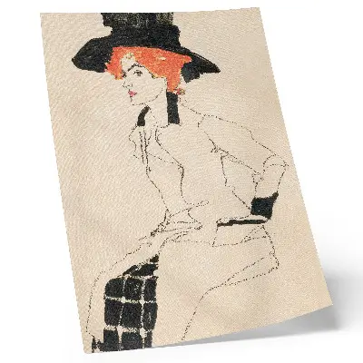 Portrait of a Woman by Egon Schiele premium wall art featuring a feminine line drawing from The MET collection