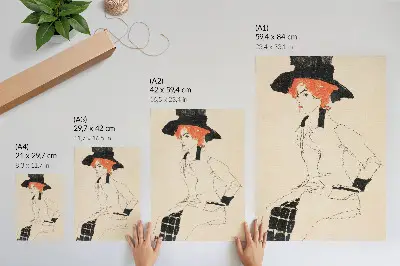 Portrait of a Woman by Egon Schiele premium wall art featuring a feminine line drawing from The MET collection