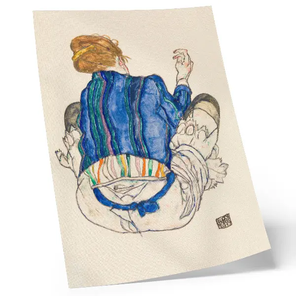 Seated Woman, Rear View (1917) by Egon Schiele Poster a feminine line drawing from the collection of The Metropolitan Museum of Art