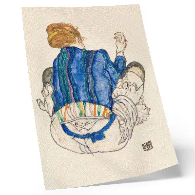 Seated Woman, Rear View (1917) by Egon Schiele Poster a feminine line drawing from the collection of The Metropolitan Museum of Art