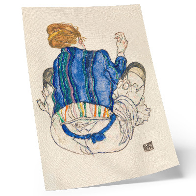 Poster Seated Woman, Rear View (1917) by Egon Schiele – a feminine line drawing from the collection of The MET