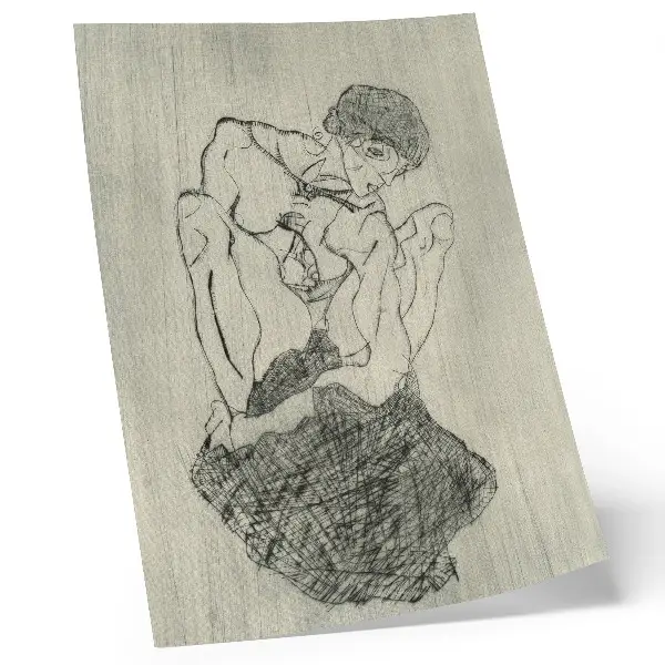 Egon Schiele's Graphic Work (1971) a feminine line drawing premium wall art from The Met collection
