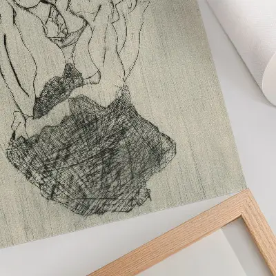 Egon Schiele's Graphic Work (1971) a feminine line drawing premium wall art from The Met collection
