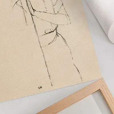 Decorative poster featuring a feminine line drawing from the collection of The MET titled Portrait of a Woman 1910 by Egon Schiele