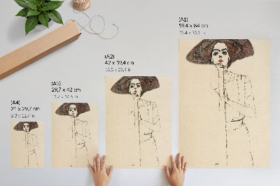 Decorative poster Portrait of a Woman (1910) by Egon Schiele – a feminine line drawing from the collection of The MET