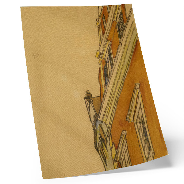 Poster Front view of the building (house in Krumau) (1910) by Egon Schiele