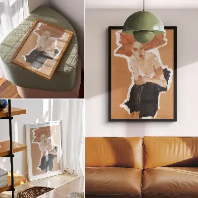 Premium wall art Egon Schiele's 1910 painting titled The Mischievous One in high resolution