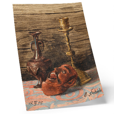 Decorative poster Still Life with Candlestick, Vase and Mask by Egon Schiele