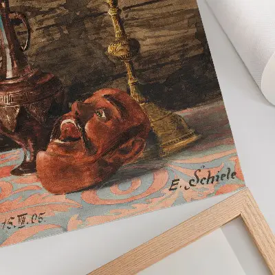 Still Life with Candlestick, Vase and Mask by Egon Schiele decorative poster