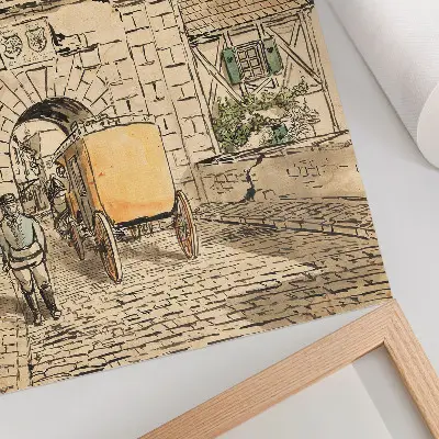 City gate with carriage by Egon Schiele student work poster