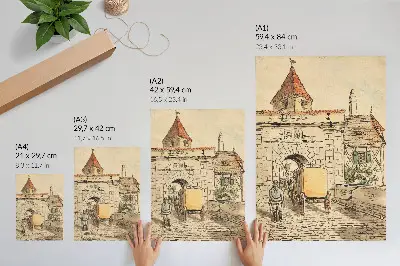 City gate with carriage by Egon Schiele student work poster