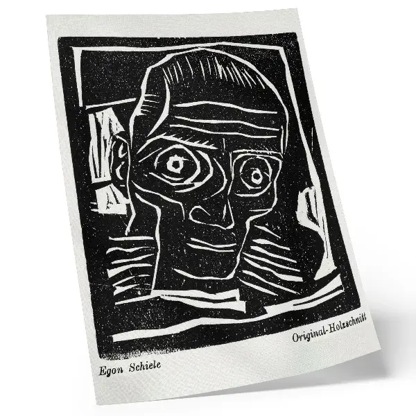 Art print Die Aktion, year 6, number 39/40 (1916), featuring abstract head illustration by Egon Schiele