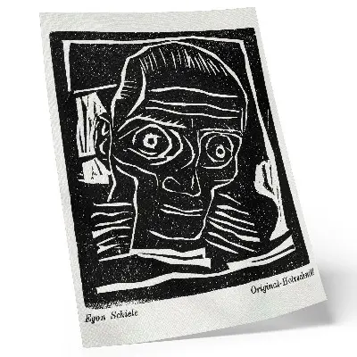 Art print Die Aktion, year 6, number 39/40 (1916), featuring abstract head illustration by Egon Schiele