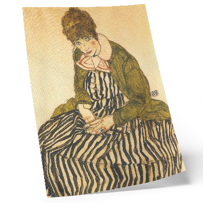Decorative poster Portrait of Edith Schiele in a Striped Dress (1915) by Egon Schiele