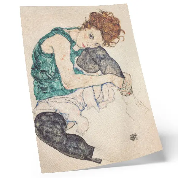 Seated Woman with Raised Knee (1917) by Egon Schiele art print