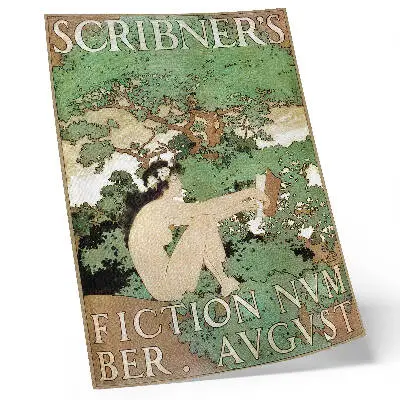 Decorative poster featuring The Naked Woman from Scribner's Fiction 1897 by Maxfield Parrish
