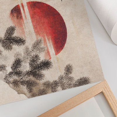 Decorative canvas print Birds and Sunset by Katsushika Hokusai from Album of Sketches (1814), vintage Japanese woodblock print