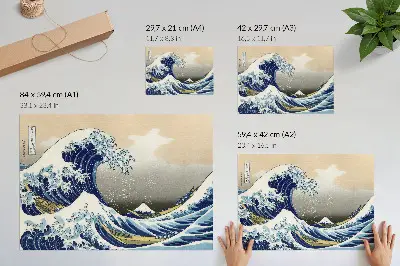 The Great Wave off Kanagawa by Hokusai traditional Japanese ukiyo-e woodblock print poster