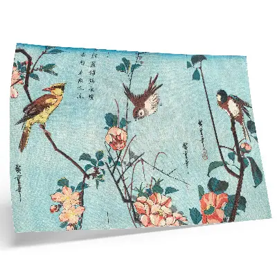 Photo canvas featuring Japanese Birds and Flowers 1833 vintage woodblock prints by Utagawa Hiroshige