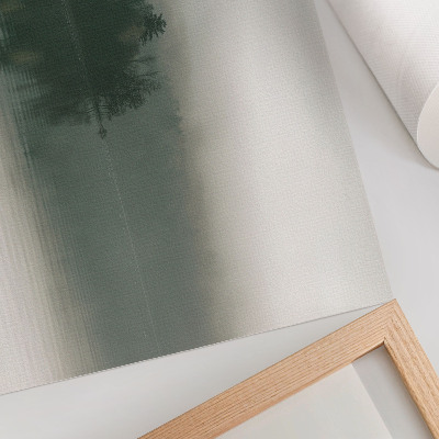 Poster Foggy forest landscape by the lake