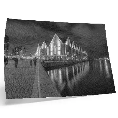 Decorative canvas print monochromatic architecture with water reflection