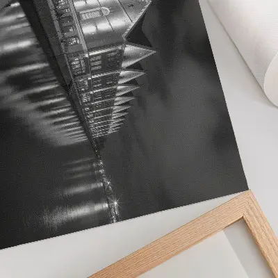Decorative canvas print monochromatic architecture with water reflection