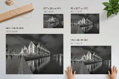 Decorative canvas print monochromatic architecture with water reflection