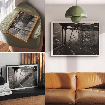 Photo canvas city bridge with majestic buildings featuring austere elegance