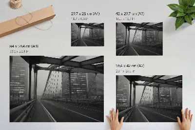 Photo canvas city bridge with majestic buildings featuring austere elegance