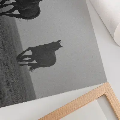 Decorative canvas print horses running in gentle fog through a peaceful space