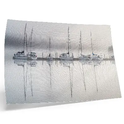 Foggy Marina With Yachts Reflection Poster 