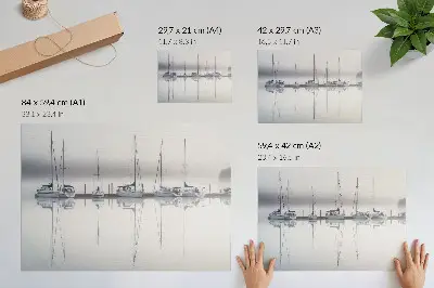 Foggy Marina With Yachts Reflection Poster 