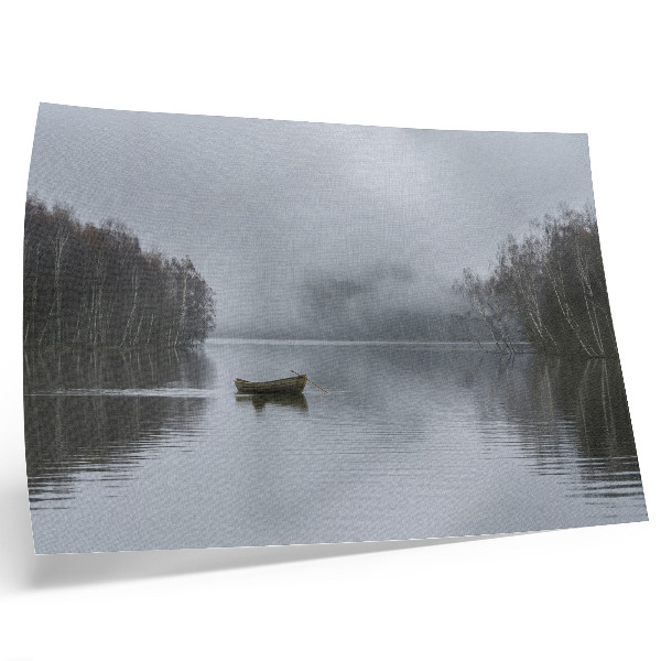 Photo canvas Sky and water, fog and trees, peace and quiet
