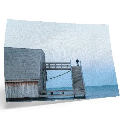 Photo canvas minimalist print of a person on stairs in architectural style