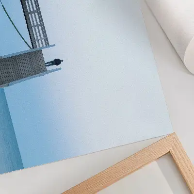 Photo canvas minimalist print of a person on stairs in architectural style