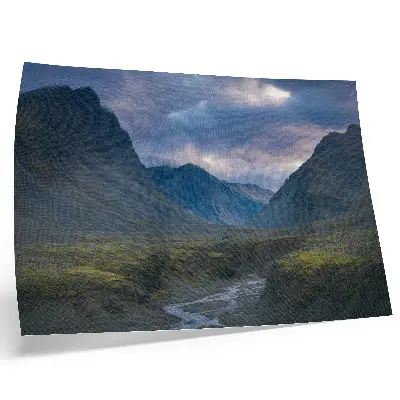 Decorative canvas print mountains in the clouds with a blue nature theme